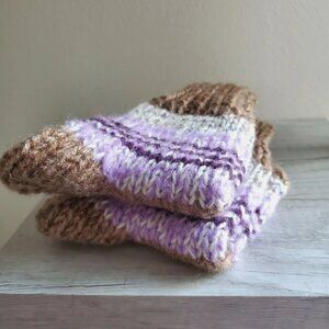 HAND KNIT KIDS SOCKS BOY GIRL SIZE 3-5 YEARS OLD WARM SOFT GIFT NEW HANDMADE